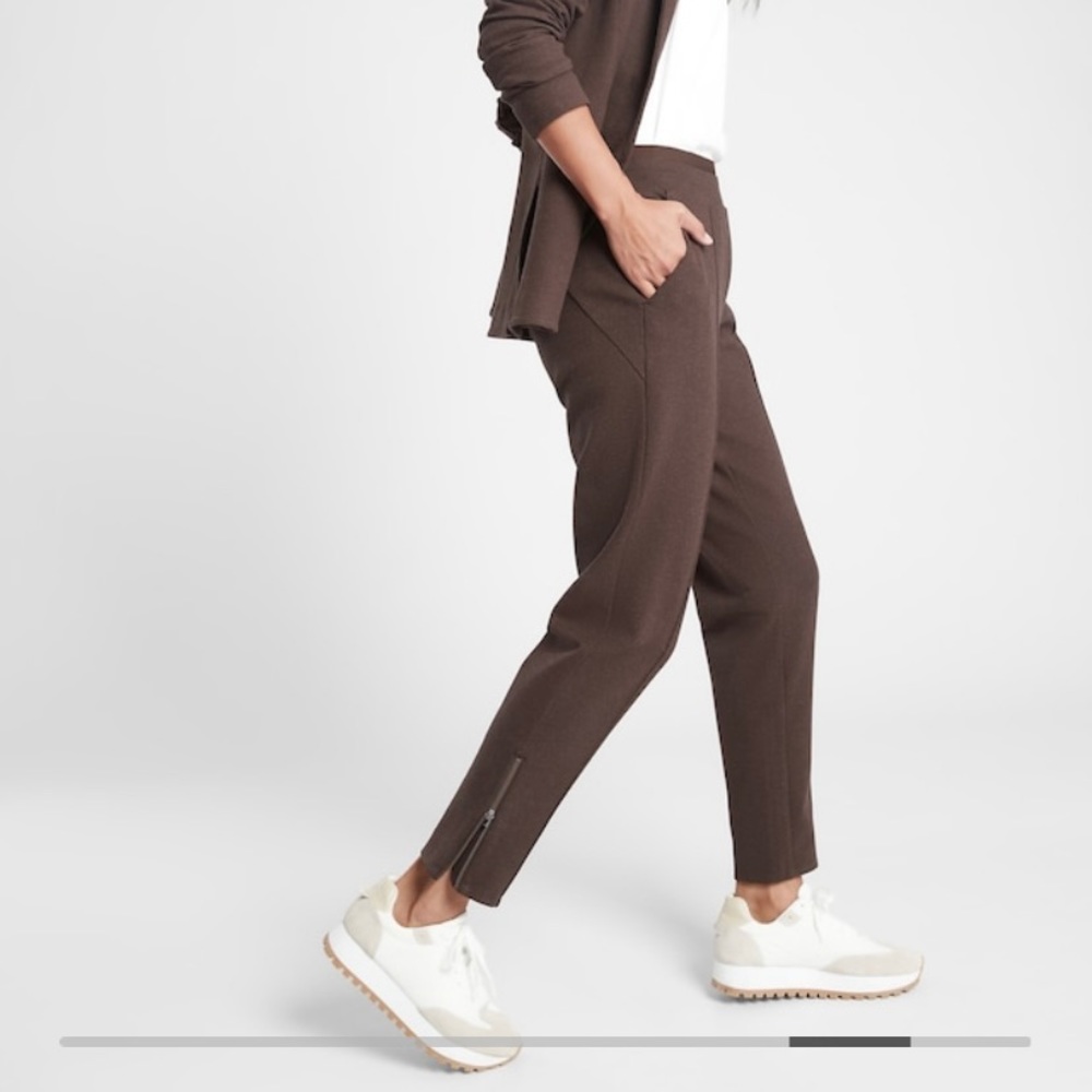 NWT Athleta Venice heathered pintuck pant brown heather MP